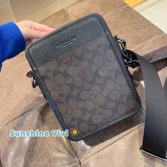 NWT COACH CW388 Sullivan Crossbody In Signature Canvas & Leather Walnut Black - Picture 7 of 7